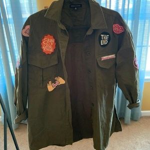 Kendall & Kylie Pacsun Oversized Patch Button Up